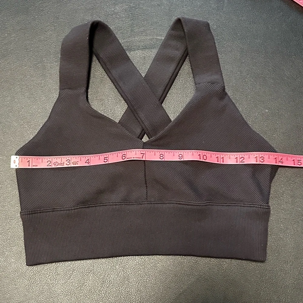 Alo Yoga Criss-Cross Airlift Bra Charcoal Gray Sz S EUC